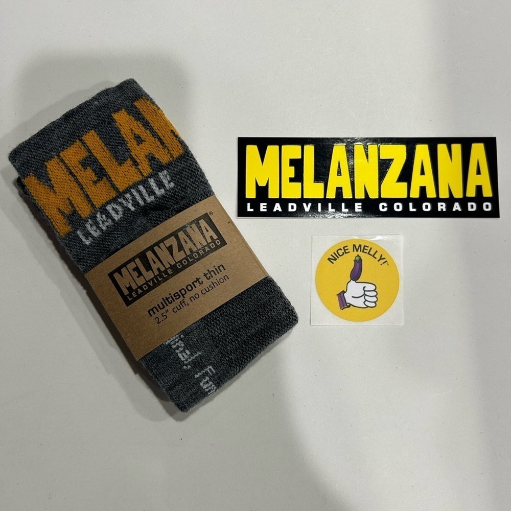 Melanzana Adult XL Multisport Thin Socks Grey Black Yellow NWT Merino Wool Melly